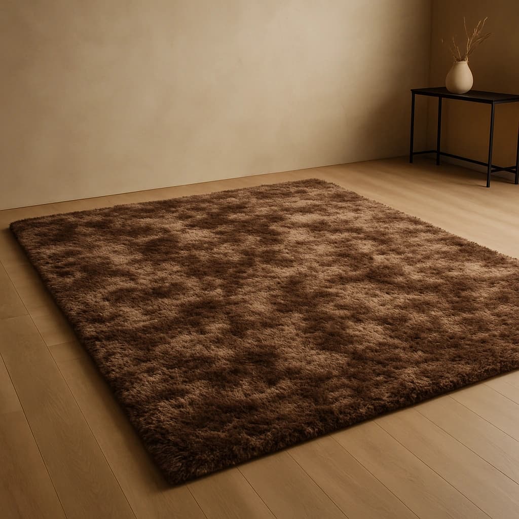 Tapis shaggy brun moka – Douceur luxueuse et ambiance chaleureuse