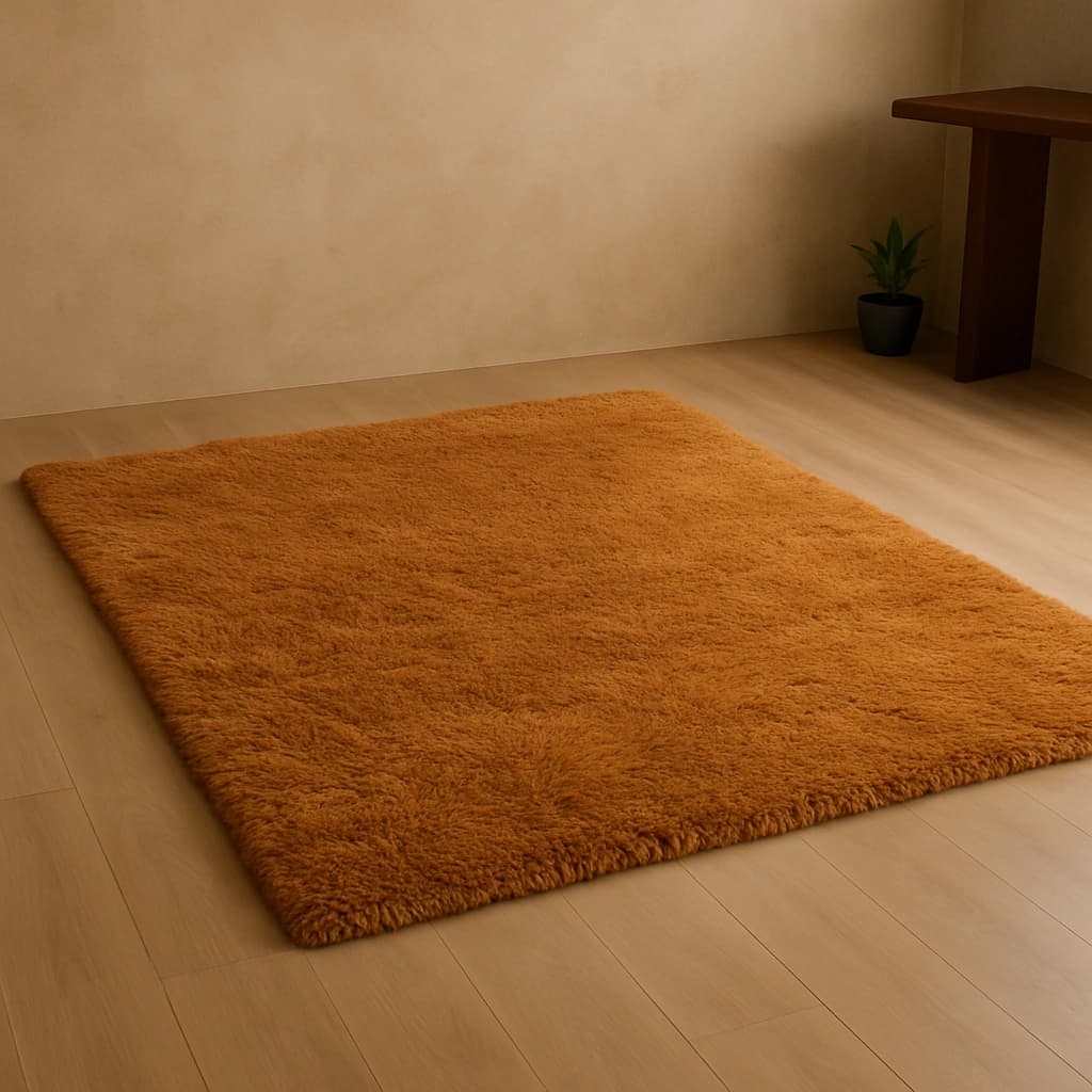 Tapis shaggy brun caramel – Chaleur naturelle et confort absolu