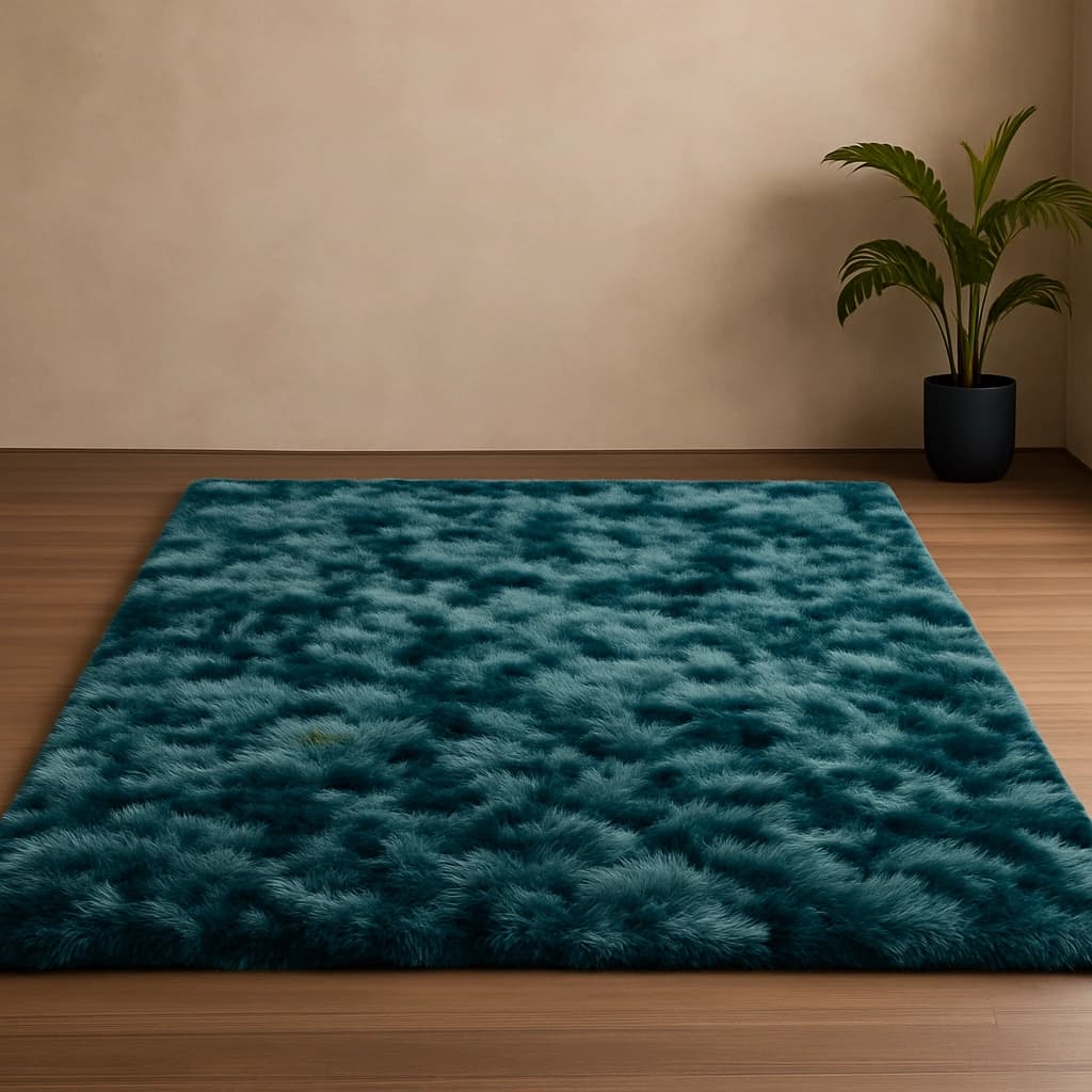 Tapis shaggy bleu océan – Élégance moderne et confort premium