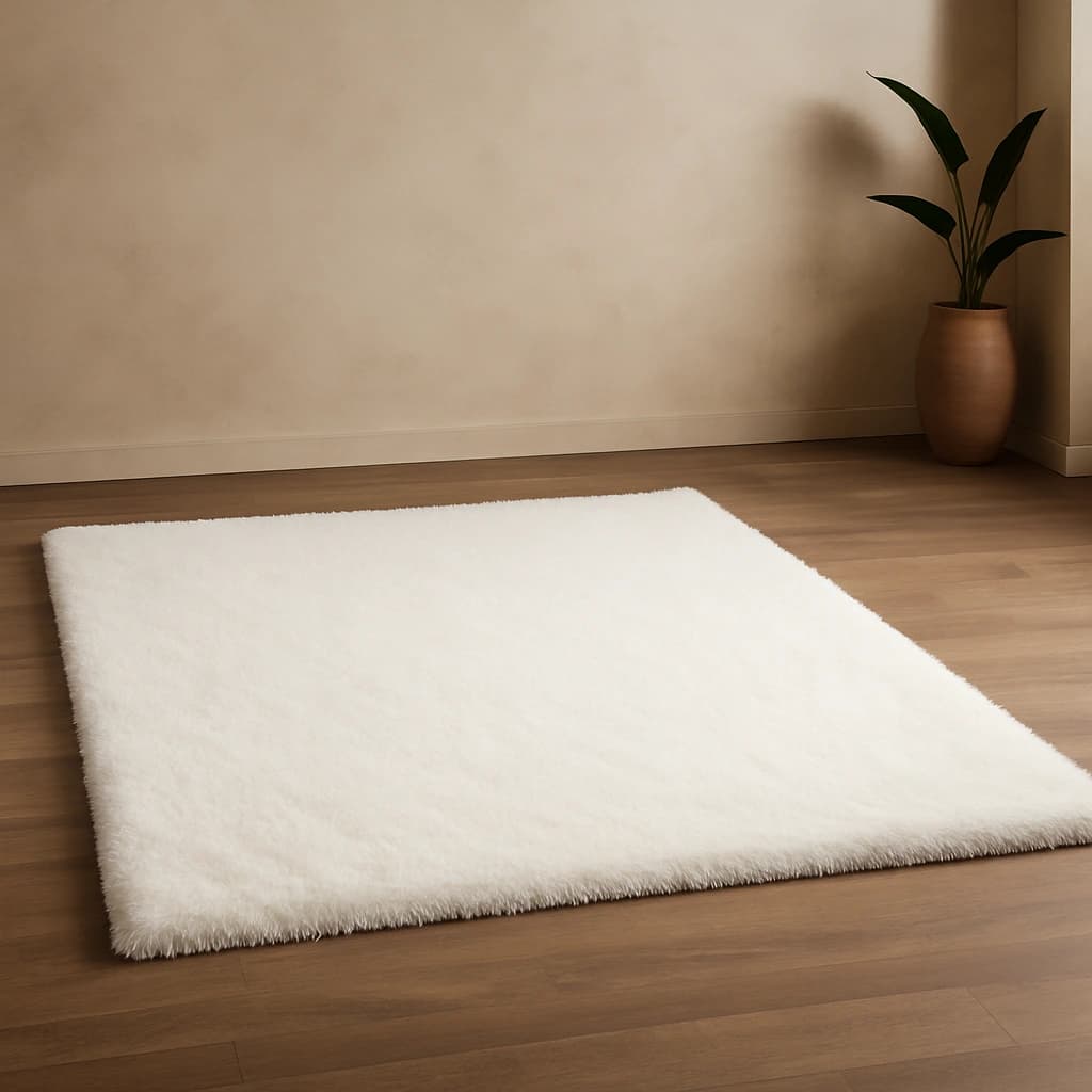 Tapis blanc pelucheux premium – Douceur absolue et style intemporel