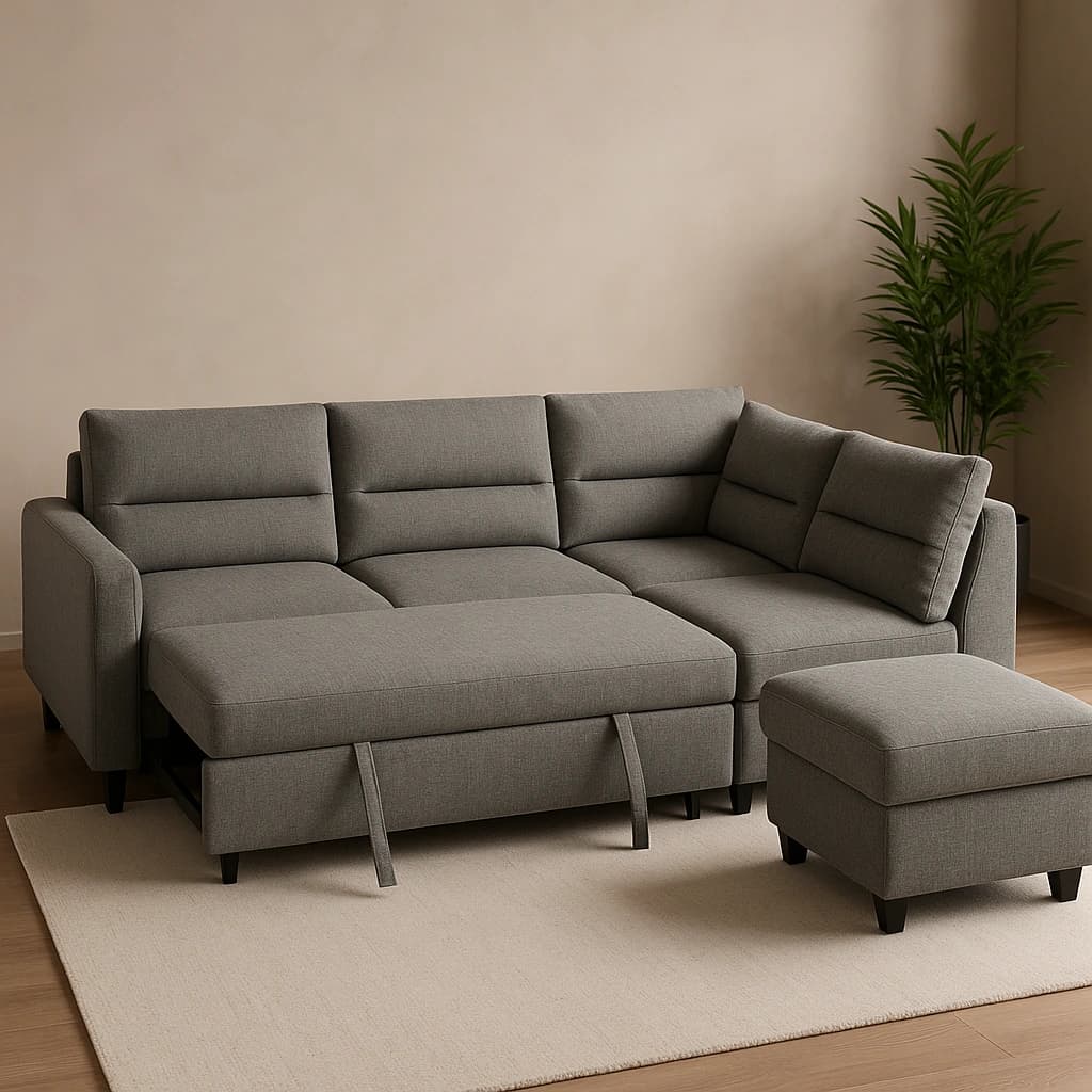 Canapé d'angle convertible moderne gris