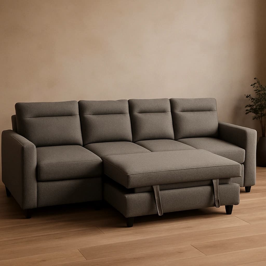 Canapé d'angle convertible moderne gris
