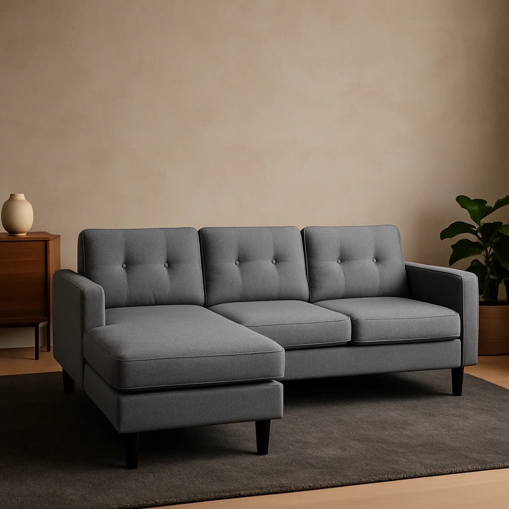 Canapé sectionnel gris compact