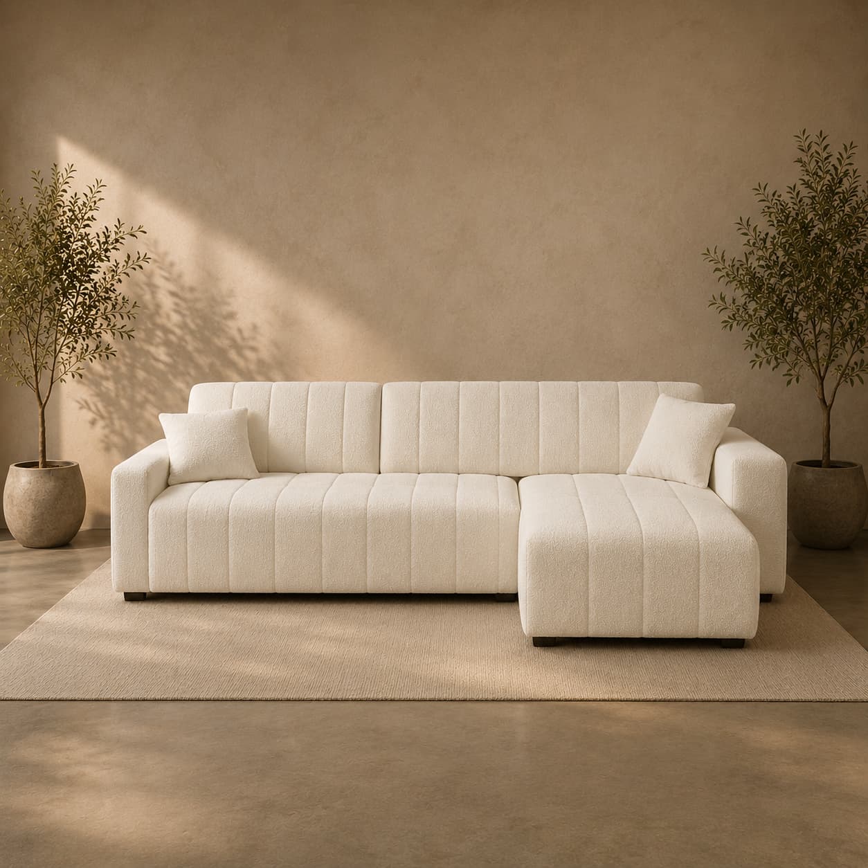 Canapé sectionnel moderne blanc cassé