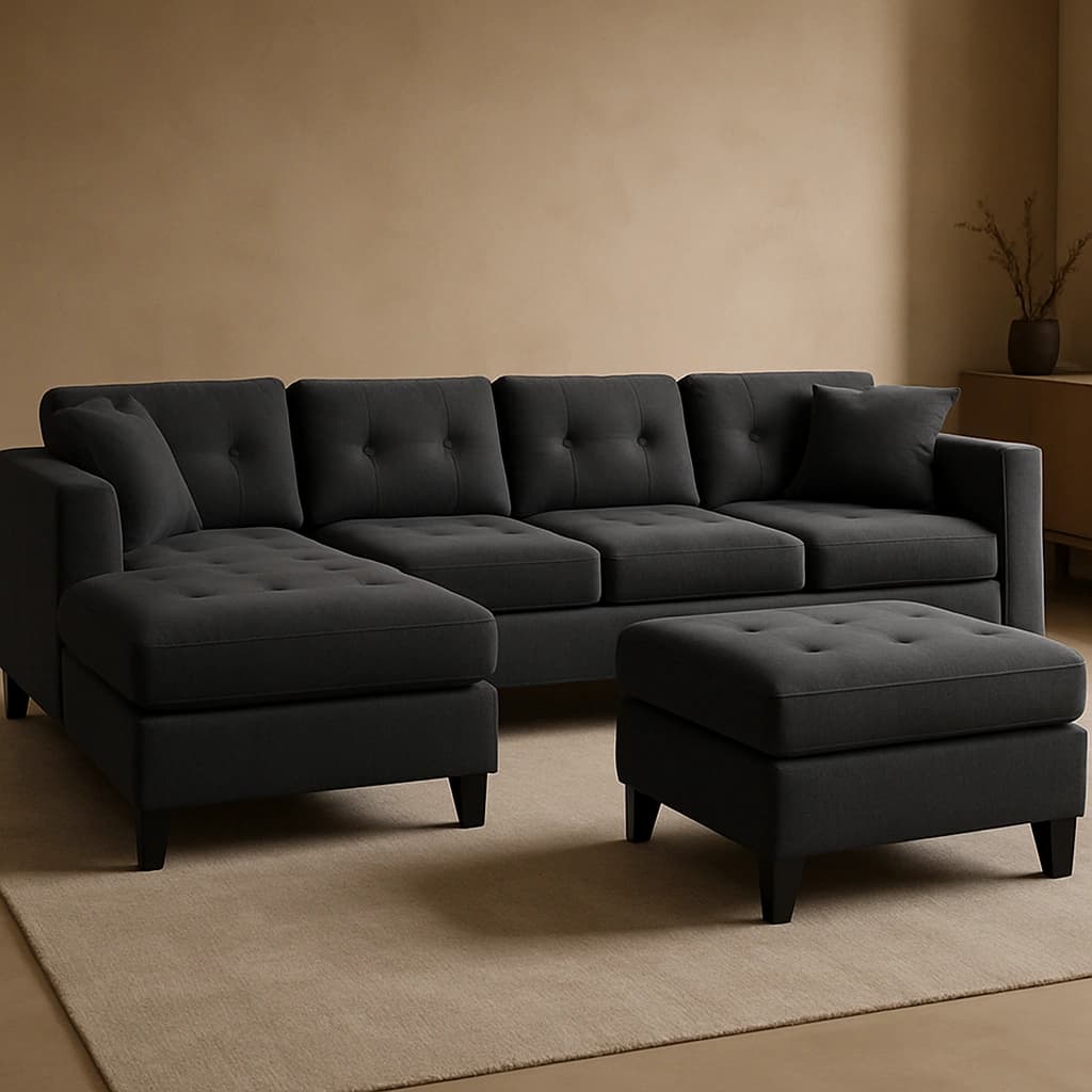 Canapé sectionnel en U gris anthracite