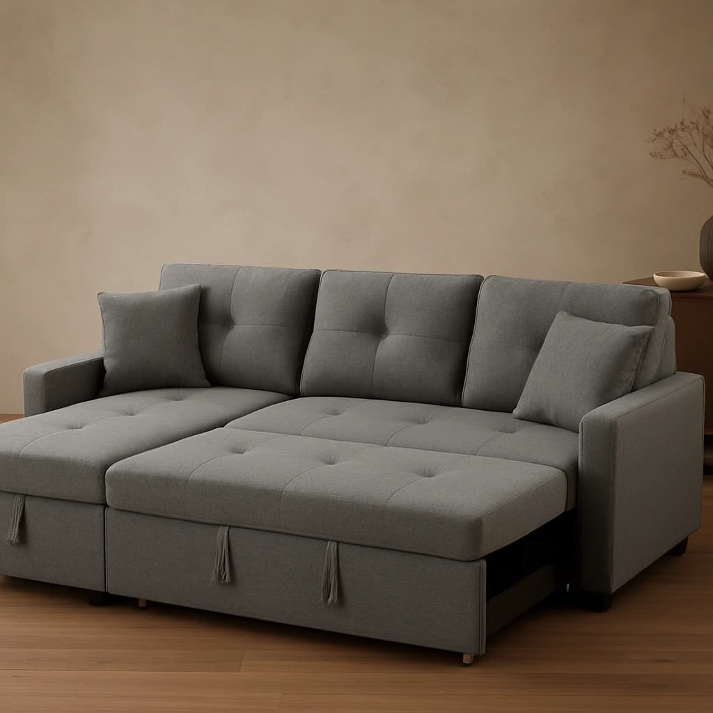 Canapé sectionnel convertible gris avec rangement - 1866 Grey