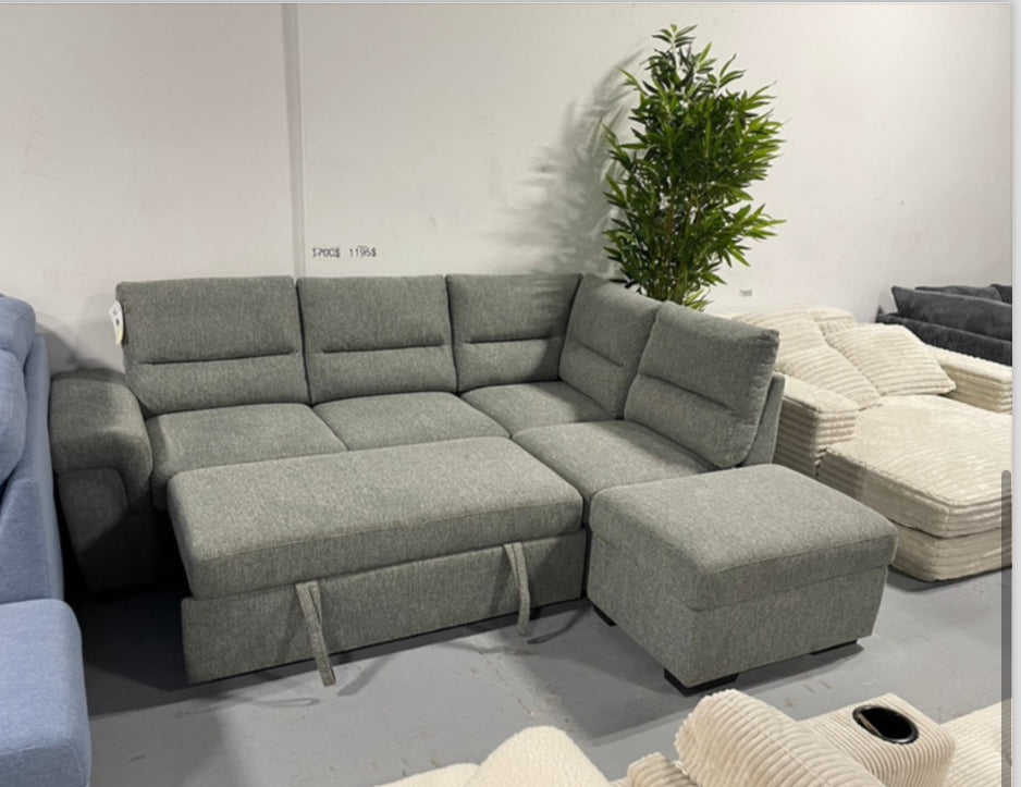 Canapé d'angle convertible gris moderne