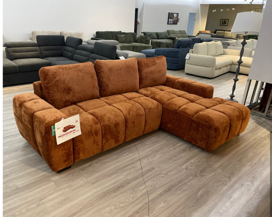 Canapé d'angle moderne en velours marron