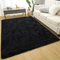 Tapis shaggy noir intense – Élégance moderne et style sophistiqué