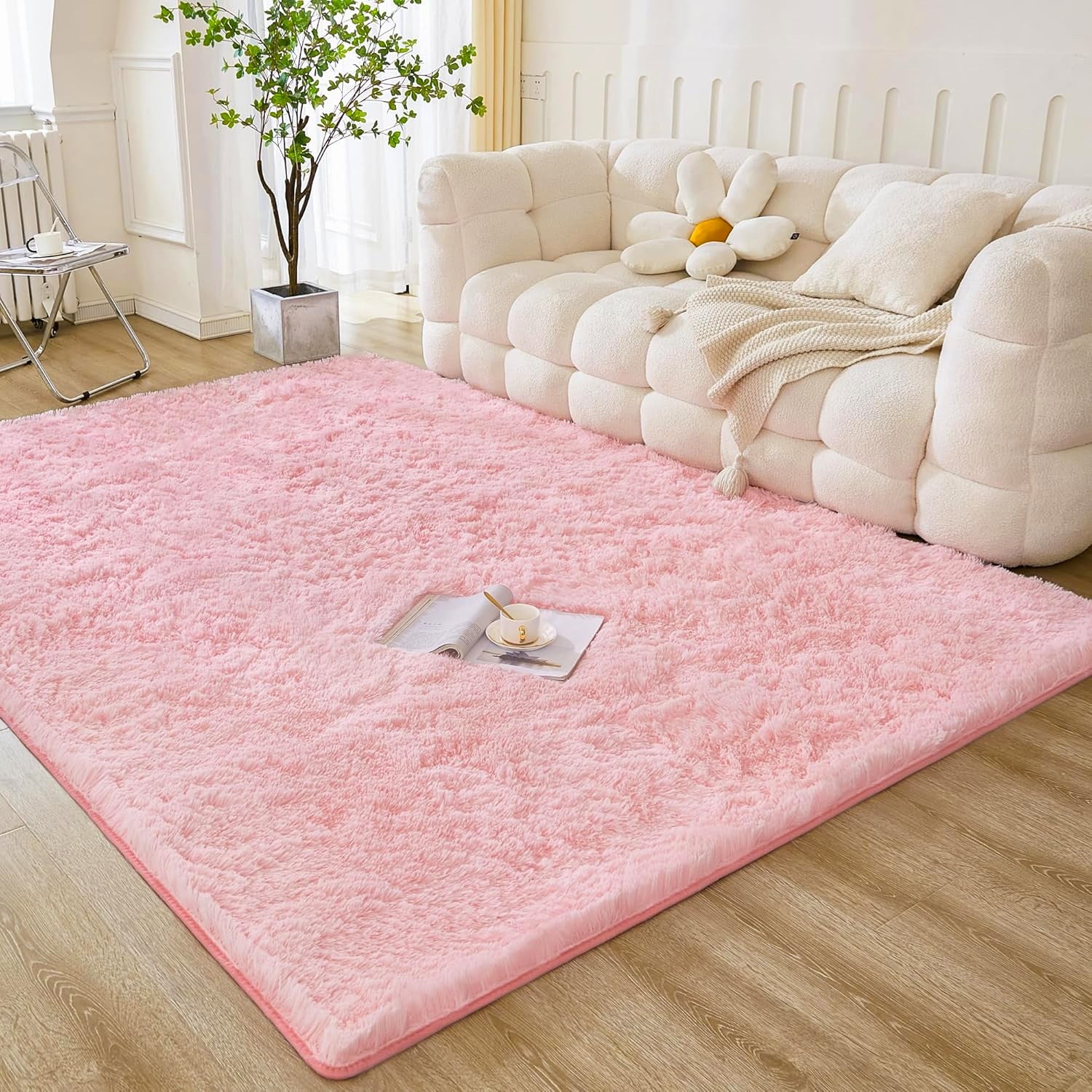 Tapis rose doux effet nuage – Ambiance cocooning et moderne