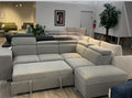 Canapé d'angle gris moderne avec pouf