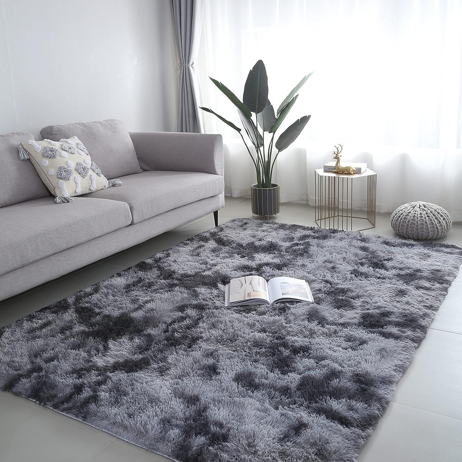 Tapis shaggy gris nuancé – Modernité élégante et confort absolu