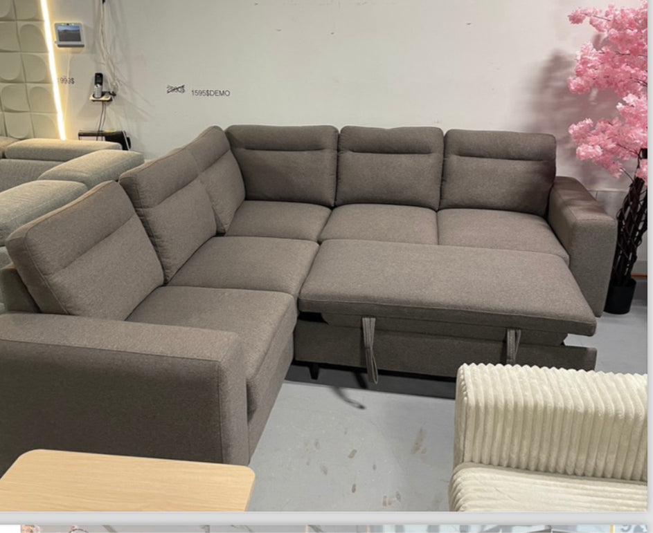 Canapé d'angle convertible gris moderne