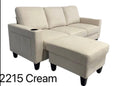 Canapé d'angle crème avec pouf - Modèle 2215