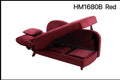 Canapé d'angle rouge avec méridienne et pouf