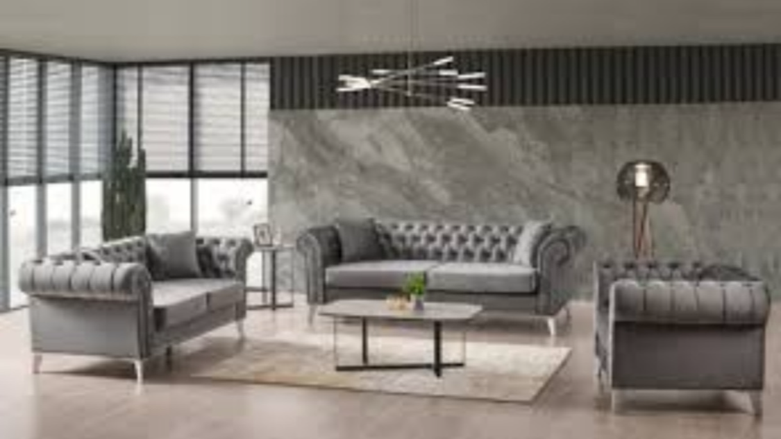 Grey Sectional Sofa with Console and Storage