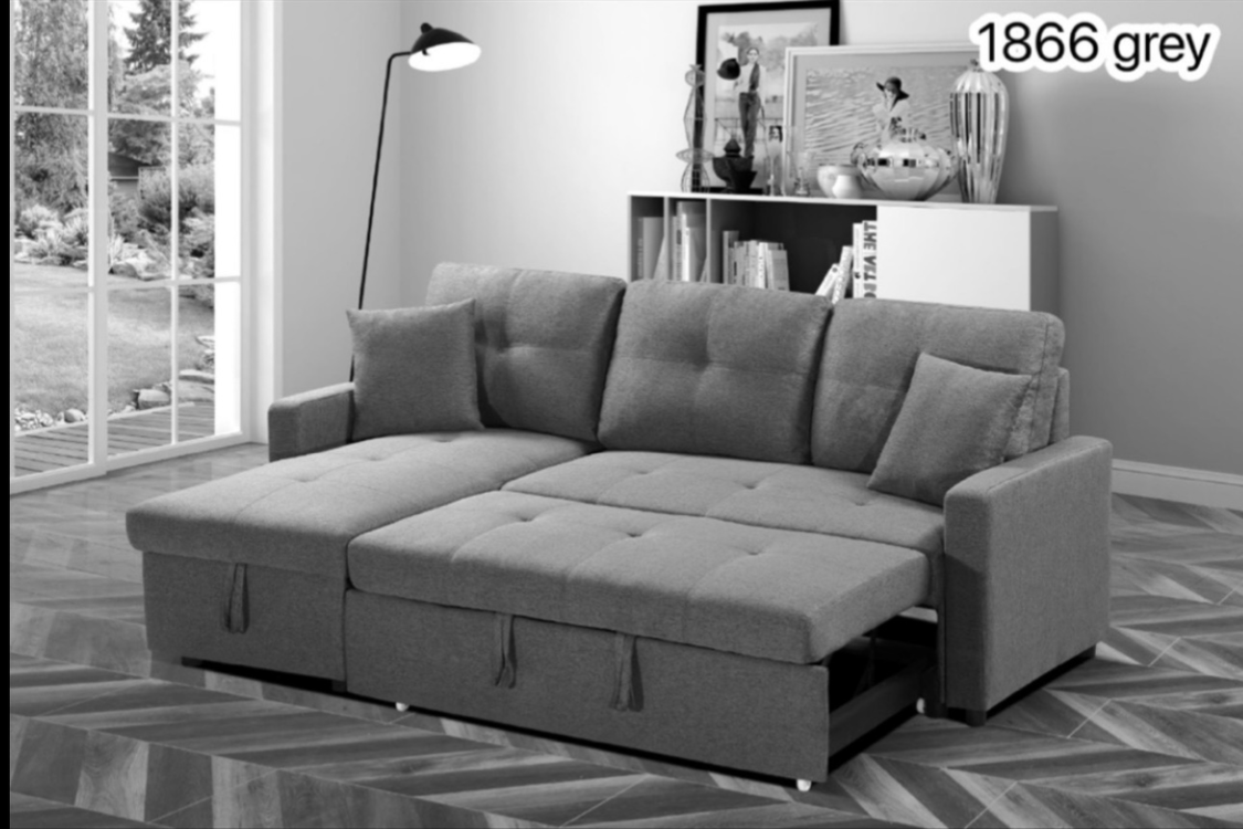 Canapé d'angle convertible gris avec rangement - 1866 Gris
