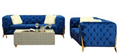 Ensemble canapé et table basse en velours bleu marine de luxe - Collection 3 pièces