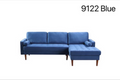 Canapé d'angle en velours bleu avec méridienne - Forme en L moderne (9122 Bleu)