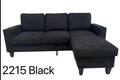Canapé d'angle moderne en tissu noir avec méridienne - 2215 Noir