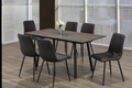 Ensemble de salle à manger gris moderne avec chaises capitonnées - 7 pièces