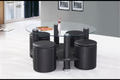 Table basse noire moderne avec poufs de rangement - Ensemble multifonctionnel