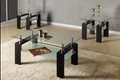 Ensemble de table basse moderne en verre avec pieds noirs - 3 pièces