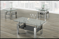 Ensemble de table basse moderne en verre avec pieds chromés - 3 pièces