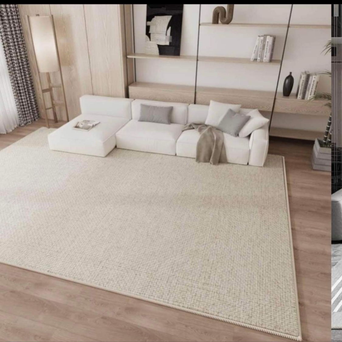Large Luxury Rug - Cream Textured Minimalist Design